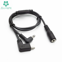 Cable divisor de CC Personalizado 1 en 2 Cable de alimentación 1 a 2 vías DC5.5mm X 2,1mm 1 hembra a 1 macho y Mini Cable divisor de alimentación USB en ángulo