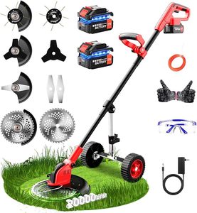 Désherbeur sans fil avec roue, <span class=keywords><strong>coupe</strong></span>-herbe sans balais à batterie de 12 pouces, débroussailleuse multifonctionnelle, tondeuse à gazon, taille-bordures - Product Image 1