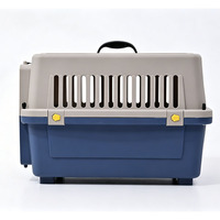 Caisse de transport aérien classique pour animaux de compagnie avec ventilation complète, en plastique rigide, pour chiens, chats et petits animaux, avec fermeture à bouton-pression