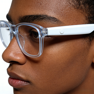 نظارات شمسية ذكية بيضاء لاسلكية بتقنية البلوتوث مضادة للضوء الأزرق مع سماعات رأس ومكبر صوت وموسيقى وتقنية الذكاء الاصطناعي، تصميم حسب الطلب - Product Image 1