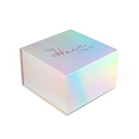 Boîtes rigides de luxe fantaisie holographiques couleur A4 format profond avec fermeture magnétique en carton, matériaux recyclés, gaufrage pour gants et mitaines
