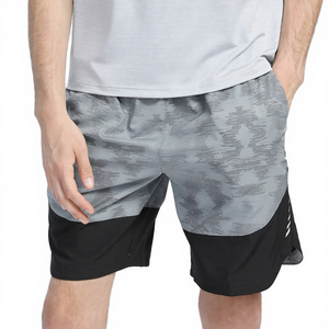 Men Stylish Anti-Wrinkle Breathable Quick Dry <b>Mid</b> Waist Polyester Printed Drawstring Closure Pocket Casual Sports Shorts - Product Image 4