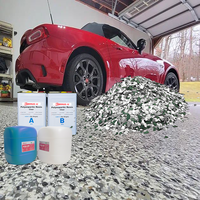 Kit complet de matériaux pour système de sol en flocons de garage : Base époxy haute teneur en solides, copeaux de vinyle décoratifs, couche de finition polyaspartique