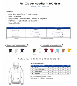 Full Zipper Hoodies 300 GSM Premium Soft Warm Comfortable Durable Stylish Casual Wear <b>Perfect</b> For Men Women Outdoor Travel - Product Image 2