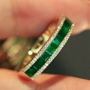 อาซูโอ 18K ทองคำแท้สีเหลืองเพชรแท้ธรรมชาติมรกตคุณภาพสูงสวมใส่ทุกวันแหวนของขวัญสำหรับสุภาพสตรีวันเกิดปาร์ตี้ Au750 - Product Image 3
