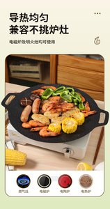 Padella Rotonda per Barbecue Coreano, Griglia da Campeggio per Esterni, Utensile da Cucina Antiaderente in Ghisa, Padella per BBQ, <span class=keywords><strong>Teglia</strong></span> in <span class=keywords><strong>Pietra</strong></span> Medicale - Product Image 6