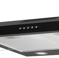 Hotte de cuisine électrique noire 600 mm avec filtre à déflecteur, évent, pompe et éclairage LED pour usage domestique