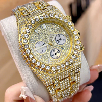 Montre homme AP populaire de haute qualité, incrustée de diamants, faite à la main, en alliage, style sport, affichage à aiguilles, montre à mouvement apparent