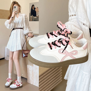 2026 Summer Retro Flat German Trainer <b>Shoes</b> Women Light <b>Soft</b> Sole Comfort White <b>Shoes</b> Ins Trendy Casual Board <b>Shoes</b> - Product Image 4