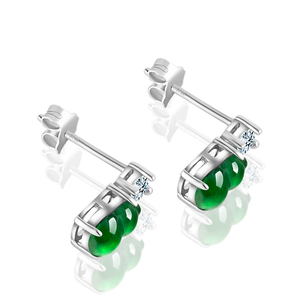 S925 silver inlaid natural A-grade jadeite <b>emerald</b> green ice type jade pendant <b>stud</b> earrings for women, fashionable jewelry - Product Image 1