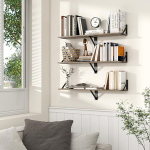 Heavy Duty <strong>Floating</strong> <strong>Shelves</strong> Set 2 16W X 8D Rustic <strong>Grey</strong> Wood Wall Mounted <strong>Shelves</strong> for Farmhouse Living Room - Product Image 6