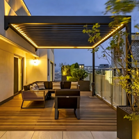 Pergola bioclimatique électrique en aluminium sur mesure, thermolaquée, réglable, pour patio, jardin, terrasse, cour, bord de piscine, extérieur