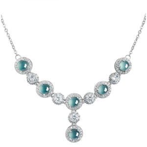 Pendentif en jadeite bleu eau de qualité supérieure, naturel, de grade A, serti d'argent S925 et de jade de qualité glace, pour femme - Product Image 1