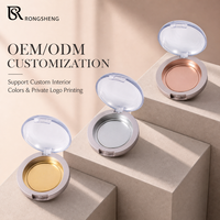 Emballage de maquillage personnalisé, étiquette privée, boîte ronde vide pour blush et illuminateur, étui à poudre compact, cosmétique en plastique