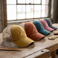 Gorra Trucker de Malla Lavada con Logotipo Personalizado, Gorra de Béisbol de 6 Paneles con Hebilla Metálica Trasera, Estilo Vintage Desgastado, Venta al por Mayor, OEM, ODM