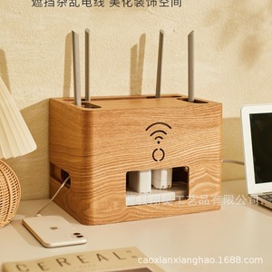 Wooden Hub <b>Box</b> For Wifi <b>Router</b> Desktop Wireless Set Top <b>Box</b> Power Strip Cover Rectangular Stackable With Lid - Product Image 3