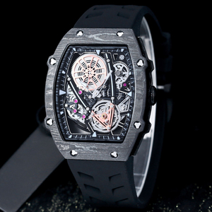 High-quality RM Style Red Carbon Fiber <b>Skeleton</b> <b>Automatic</b> <b>Watch</b> With Rubber Strap - Product Image 4