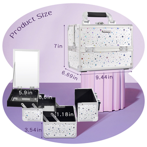 Portable <b>Makeup</b> Organizer <b>Case</b> Cosmetic Box Make Up Box Traveling Cosmetic Storage <b>Cases</b> with Locking Nail Tool Box Jewelry <b>Case</b> - Product Image 6