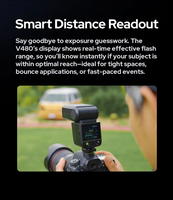 Flash Speedlite Profesional para Cámara Godox V480 S TTL, 650 Disparos, HSS, Lectura Inteligente de Distancia, Pantalla Táctil 2.0, Sistema Inalámbrico de 2.4G