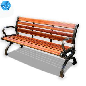 Outdoor Street Wood Slats Cadeiras públicas do jardim do banco do ferro fundido Banco do pátio do metal para o shopping do Gym do parque - Product Image 3