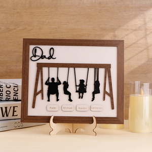 Panneau en bois écologique <span class=keywords><strong>personnalisé</strong></span> peint à la main ensemble de balançoire décor de table signe avec nom d'enfants cadeau de fête des pères - Product Image 3