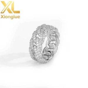Bague de luxe personnalisée pour homme, style hip-hop, avec pavé de zircons, plaqué rhodium/or - Product Image 5