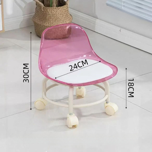 Acrylic Mini Stool &amp; <strong>Ottoman</strong> with Silent <strong>Casters</strong> and Swivel Wheels-Minimalist Design Eco-Friendly Storage - Product Image 6