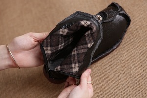 Winter Genuine Leather <strong>Ladies</strong> Ankle <strong>Short</strong> Boots Flat Flower Round Toe Plush Platform <strong>Lady</strong> Shoe Waterproof Ankle Bootie for Women - Product Image 5