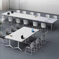 Bureau d'école mobile avec roulettes et roulettes verrouillables, table de formation moderne, poste de travail pliable pour salle de classe et salle de conférence