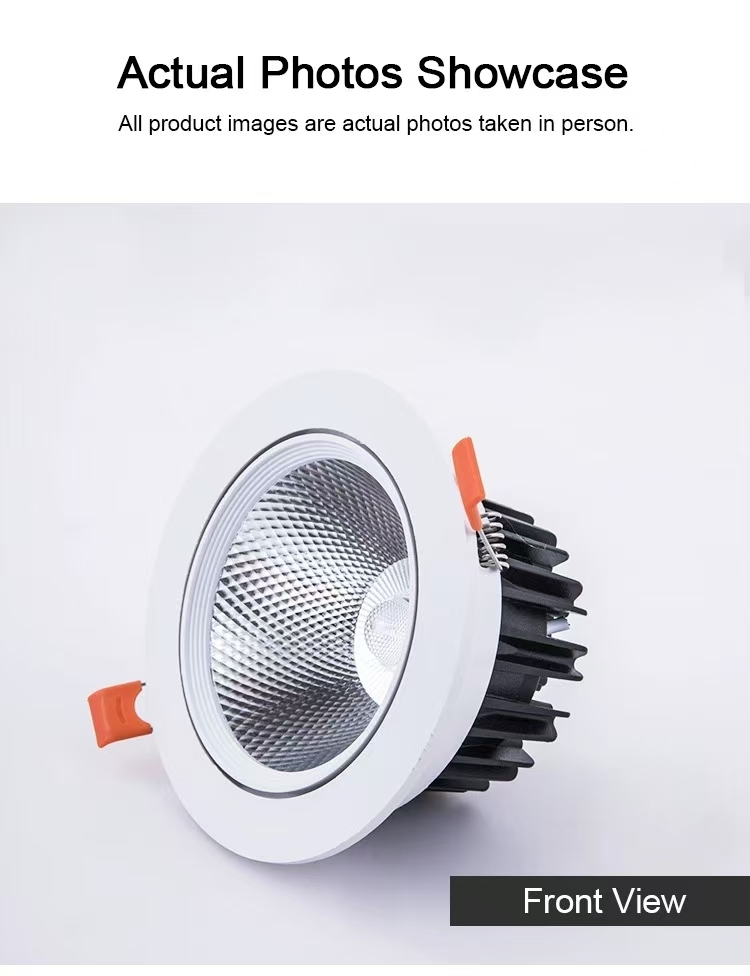 LED Embedded Ceiling Light for Home Use, COB Three-color Changeable Light, Energy-saving Living Room Downlight