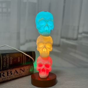 Houten Basis Stackglow Schedels Lamp Diy Stapelbaar Hars Schedels Licht | Omgevings Nachtlamp Voor Halloween & Art Decor - Product Image 5