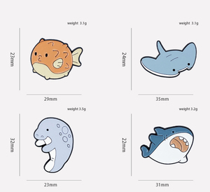 Atacado Bonito Animal Marinho Esmalte Pin Shark Seahorse Jellyfish Metal Lapela Pinos Acessórios de vestuário Broche Badge PIN - Product Image 5