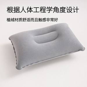 Almohada inflable flocada para viaje, 28x28x14cm, cuadrada, azul sólido, cojín para acampar al aire libre, para descanso portátil - Product Image 4