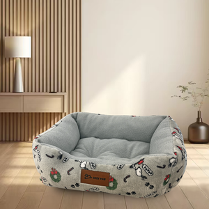 Gran oferta, camas de felpa baratas para dormir para mascotas, relleno de algodón PP para perros, patrón sólido con Material de fibra polar - Product Image 1
