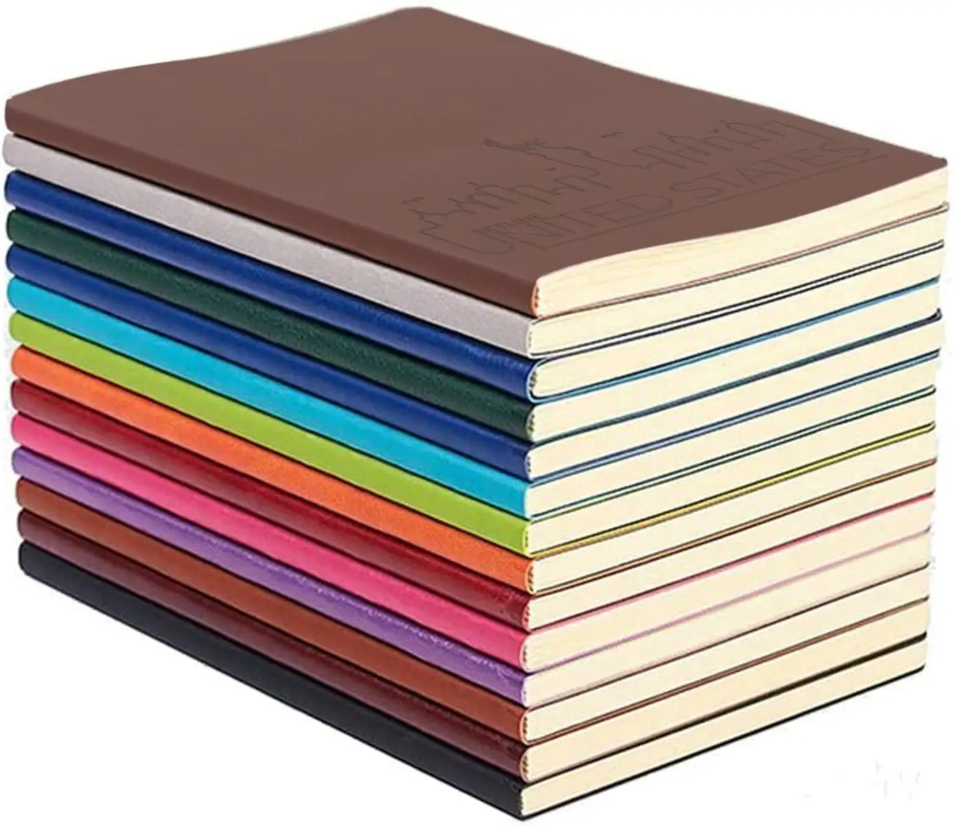 Caderno de couro estampado a5 pu personalizado, cobertura macia 100 folhas 80 gsm folhas de papel forro grosso diário ruled cadernos de escrita