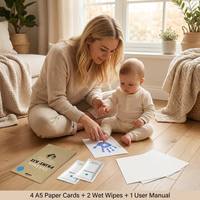 Kit de cadre miroir auto-encreur sans encre pour empreintes de mains et de pieds, 4 papiers inclus, sûr et sans contact - Souvenir écologique noir fait main pour bébé et animal de compagnie