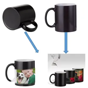 Taza mágica de cerámica de 11oz, taza de café que cambia de color, sublimación