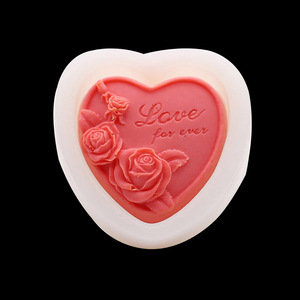 <span class=keywords><strong>Moule</strong></span> à savon en silicone écologique en forme de cœur avec lettres « Love Forever » et motif de rose, facile à démouler, rose - Product Image 5