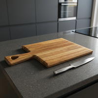 Planche à découper en bois d'acacia, accessoire pour cuisine, planche à fromage pour pizza et fromage, avec poignée en design