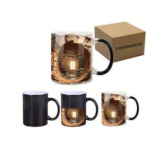 Mug magique noir sensible à la chaleur 11 oz, design personnalisé pour la sublimation, cadeau promotionnel - Product Image 1