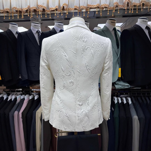 Ensemble Costume Trois Pièces Haut de Gamme <span class=keywords><strong>Blanc</strong></span> Perlé Fait Main Printemps Été 2025 <span class=keywords><strong>pour</strong></span> <span class=keywords><strong>Homme</strong></span>, Veste Blazer Gilet <span class=keywords><strong>Pantalon</strong></span> Formel <span class=keywords><strong>pour</strong></span> <span class=keywords><strong>Mariage</strong></span> Banquet - Product Image 4