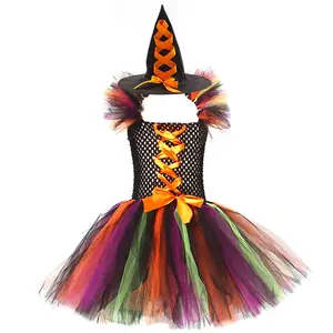 Halloween trẻ em ngày bên Trang Phục Cosplay Phù Thủy trang điểm khiêu vũ tutu Váy công chúa