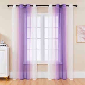 Rideaux transparents dégradés avec œillets, voilages dégradés adaptés aux salons, chambres, balcons, baies vitrées - Product Image 4