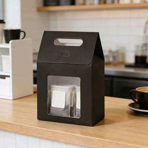 Bolsas de Papel Kraft Negras Personalizadas para Pasteles y Dulces con Diseño Personalizado, Ventana y Asas Troqueladas - Product Image 3