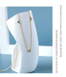 Collar de Cadena Cubana de Diseño Clásico en Oferta, con Engaste de Garras, Chapado en Oro de 14K, Latón, Cobre, Zirconia, Patrón Geométrico, para Mujer - Product Image 1
