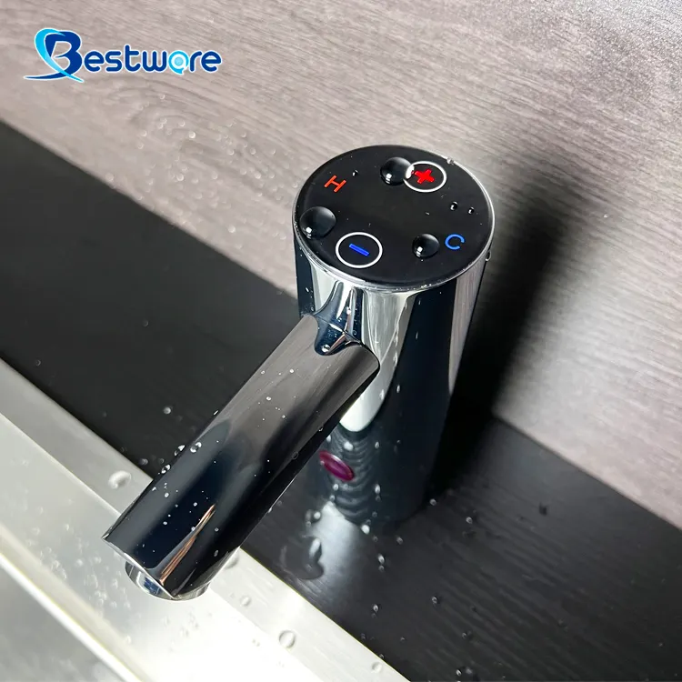 새로운 스마트 데스크탑 욕실 물 분지 터치 스크린 디지털 서모 스탯 전자 수도꼭지
