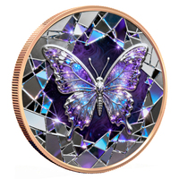 Pièce commémorative en cuivre ultra haute définition, 1 Troy oz, 999 pur, avec motif papillon Morpho Antonis coloré sur mesure