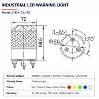 Lampu Peringatan Mesin Perkakas 70mm Lampu Rotating Beacon Alarm LED Lampu Sinyal Berkedip Dengan Buzzer Desibel Tinggi 12V 24V 220V