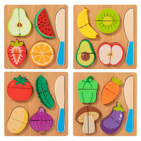 Juguetes Montessori de Madera, Juego de Cortar Frutas y Verduras, Rompecabezas Educativo Temprano, Juego de Cocina de Juego de Roles para Niños, Regalo