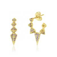 LOZRUNVE Boucles d'oreilles créoles punk à clous en cuivre plaqué or 18k 14k de haute qualité avec zircon cubique pavé